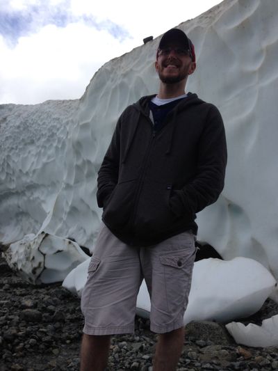David Kennedy in front of the glacier in Whistler, British Columbia.