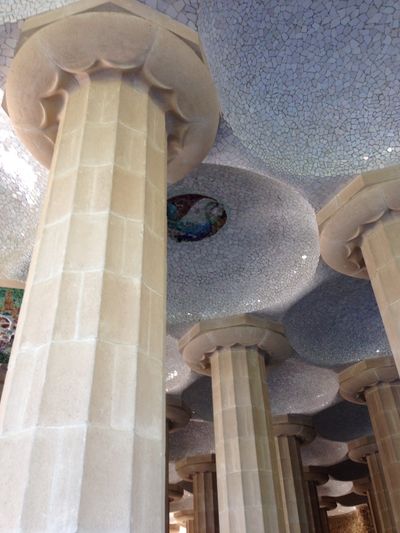 Stone columns in Parc Güell in Barcelona, Spain.