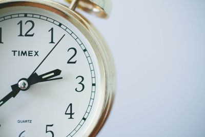 Alarm clock showing second hand.